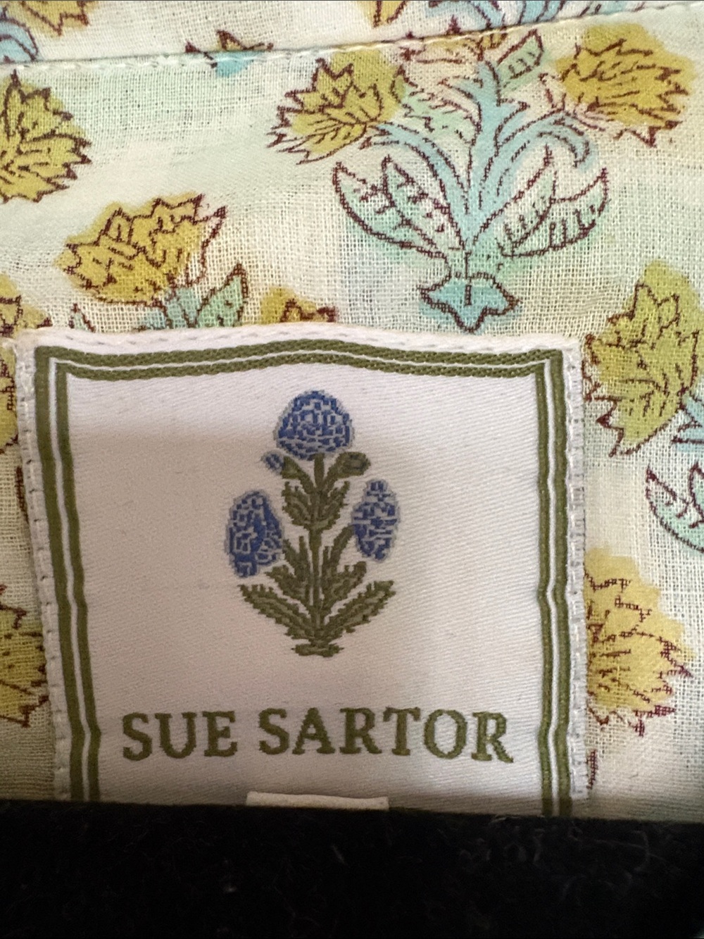 SUE SARTOR Flounce Maxi Dress in Mint Green and Mustard Floral-medium - Picture 2 of 6